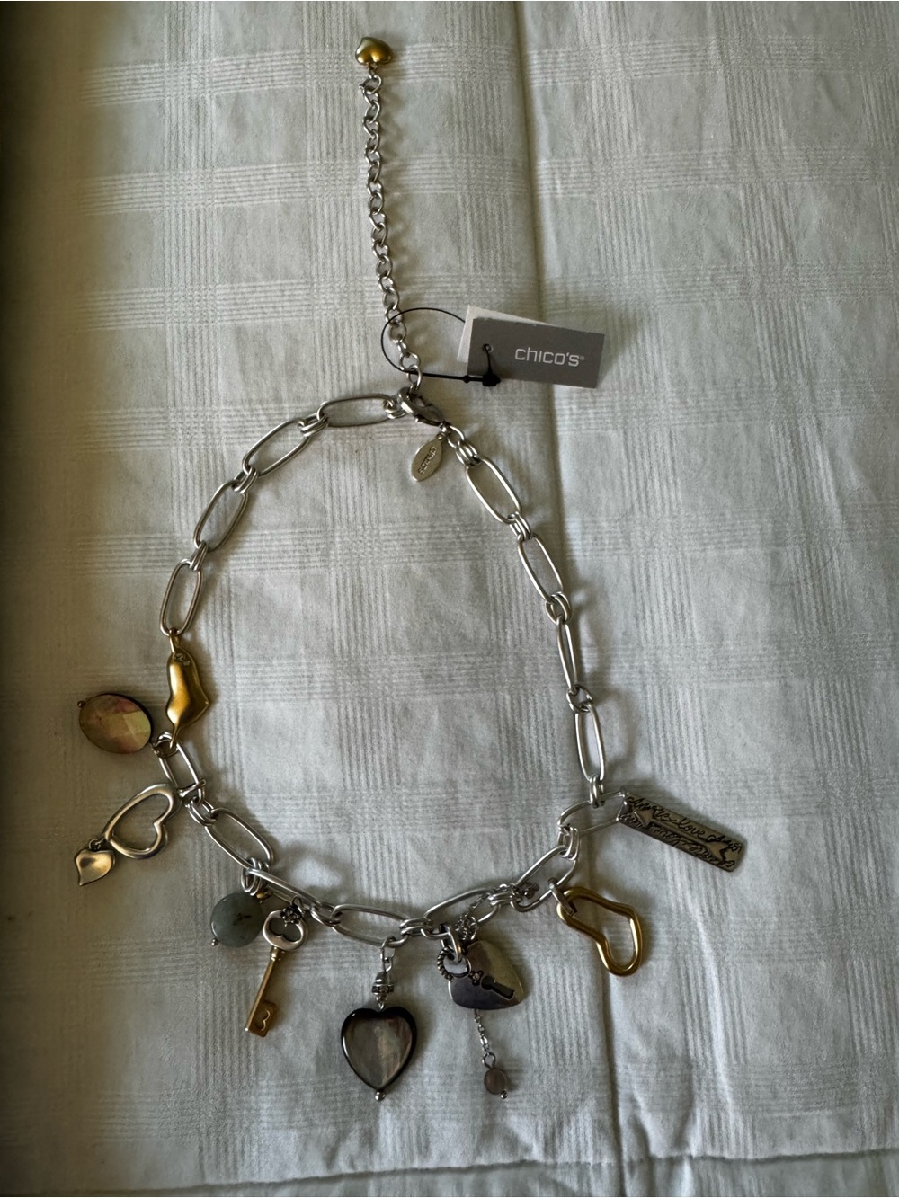 Chico's Two-Tone Charm Link Necklace - Silver and Gold Accents